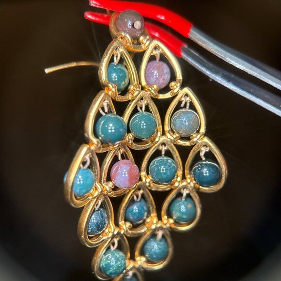 Multi Round Stone Earrings - Picture 3 of 6